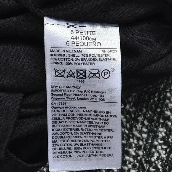 Banana  Republic Boucle Sheath Dress Size 6 Petite Black White - Picture 11 of 13